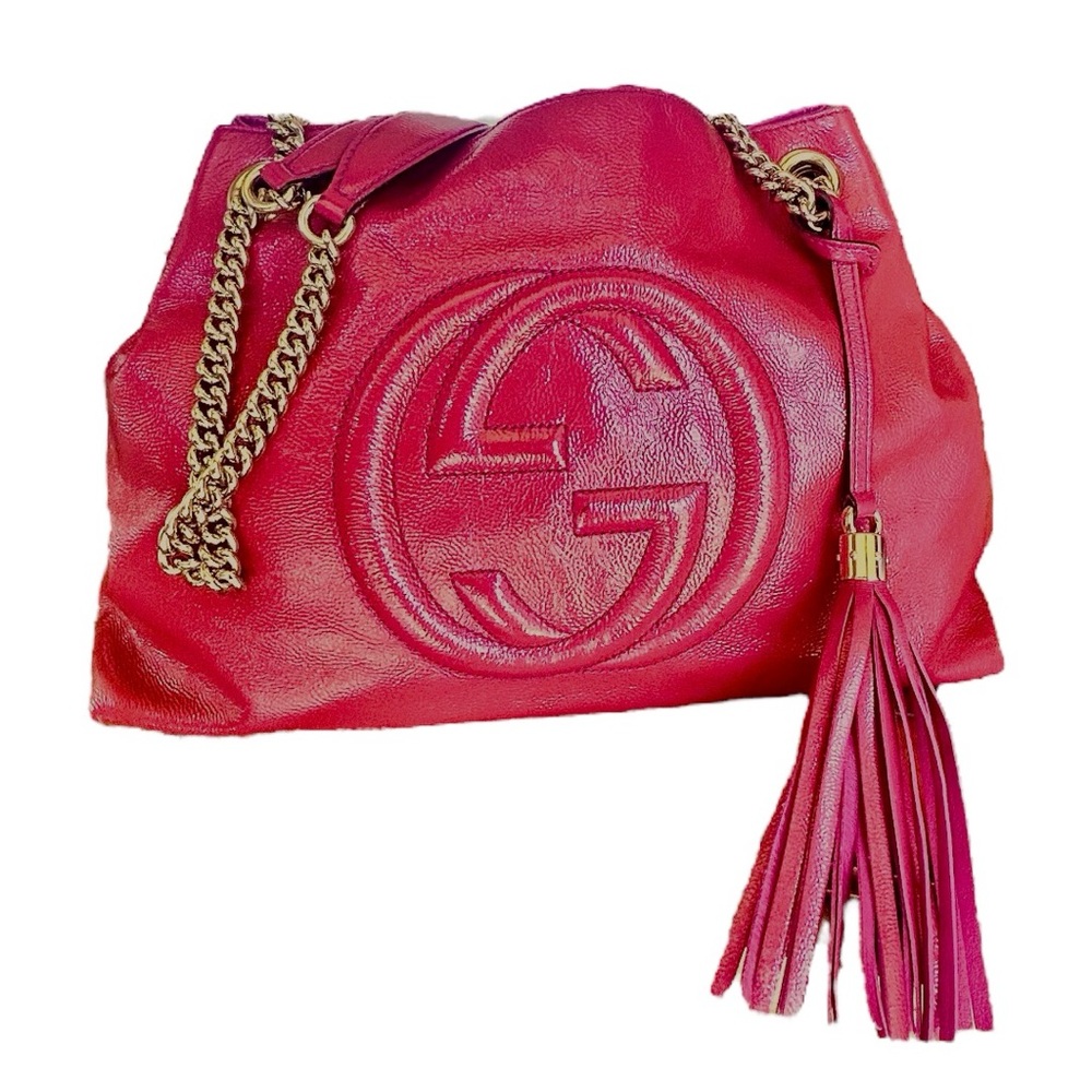 AUTH GUCCI Large Soho Fuchsia Chain Shoulder Bag NWOT